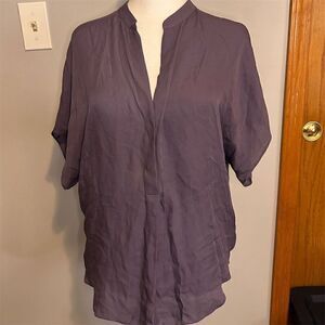 Babaton Aritzia Women's Silk Blouse Size S Purple Short Sleeve Relaxed Fit BIN F